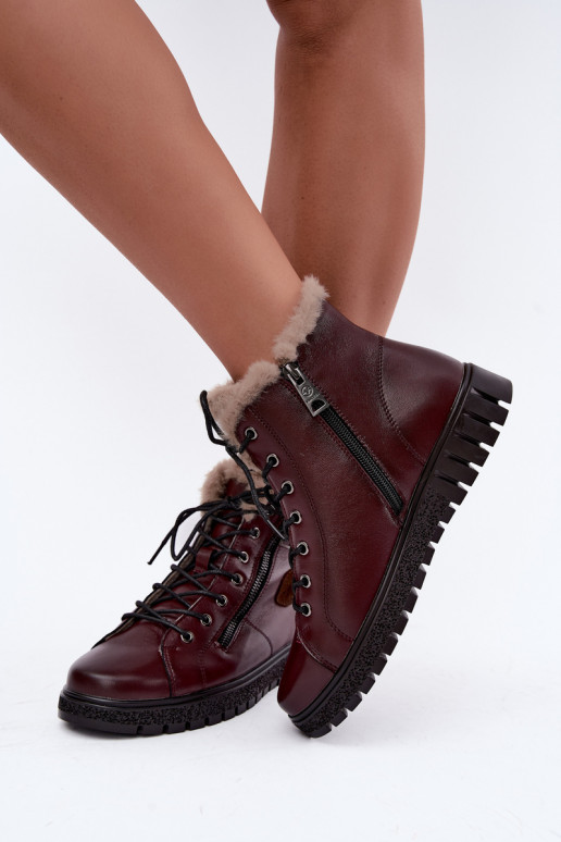 Damen gefütterte Stiefeletten aus Naturleder Vinceza 133123 in Bordeauxfarbe