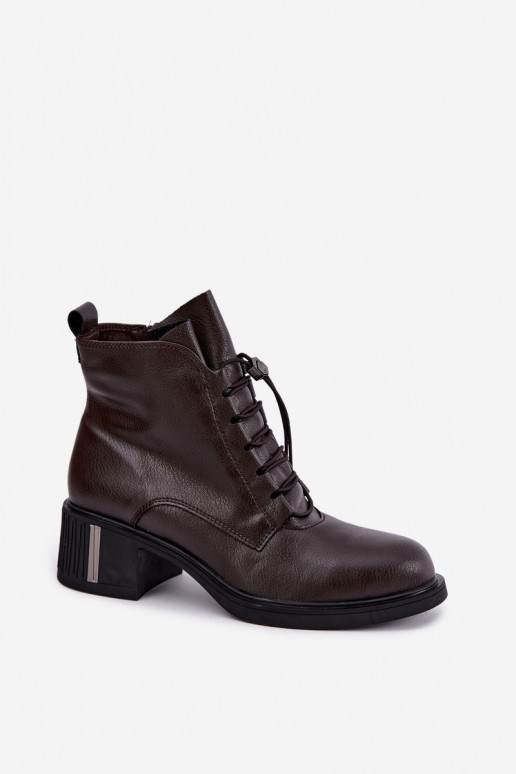 Gefütterte Stiefeletten aus Naturleder Klocke Vinceza 89161 in Schokoladenfarbe
