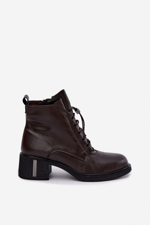 Gefütterte Stiefeletten aus Naturleder Klocke Vinceza 89161 in Schokoladenfarbe