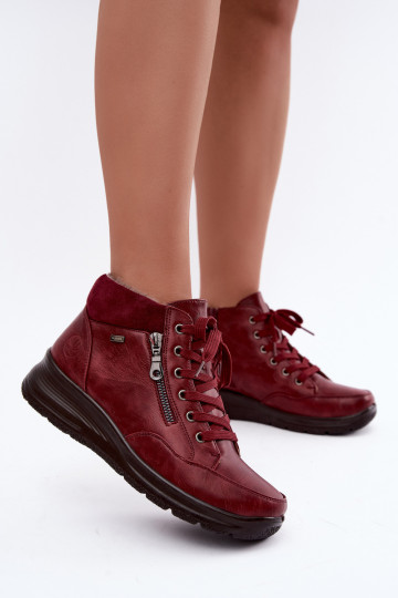 Damen gefütterte Stiefeletten mit Fell innen in Bordeauxfarbe Parvella 2