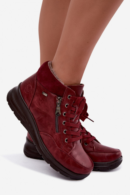 Damen gefütterte Stiefeletten mit Fell innen in Bordeauxfarbe Parvella