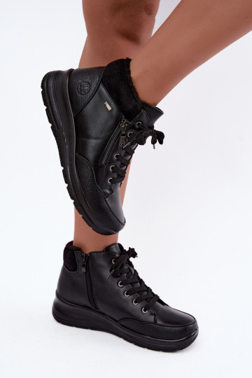 Damen gefütterte Stiefeletten mit Fell innen in schwarzer Farbe Parvella