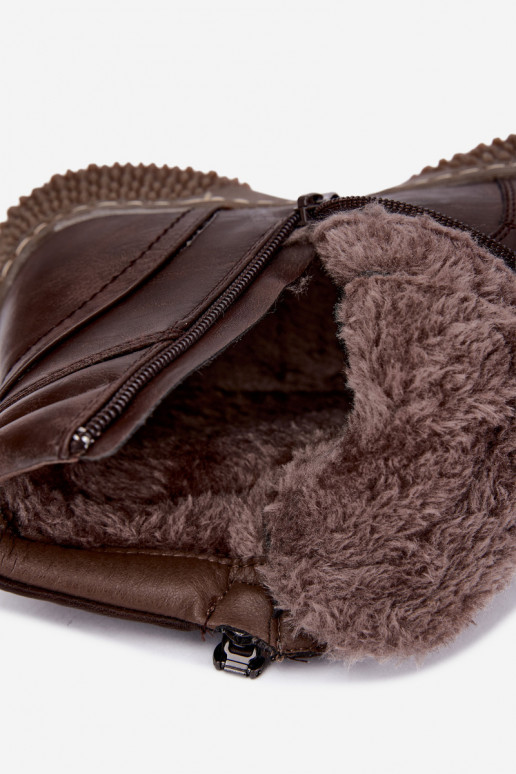 Damen gefütterte Stiefeletten mit Fell innen aus Kunstleder in brauner Farbe Ulverina
