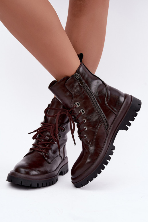 Stiefeletten aus Kunstleder für Damen, gefüttert, burgunderfarben, für die Arbeit Amarelle