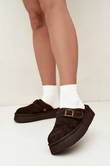 Schneestiefel aus Kunstveloursleder mit Plattform und Schnallen Big Star UU274697 CzekoladoĮe 2