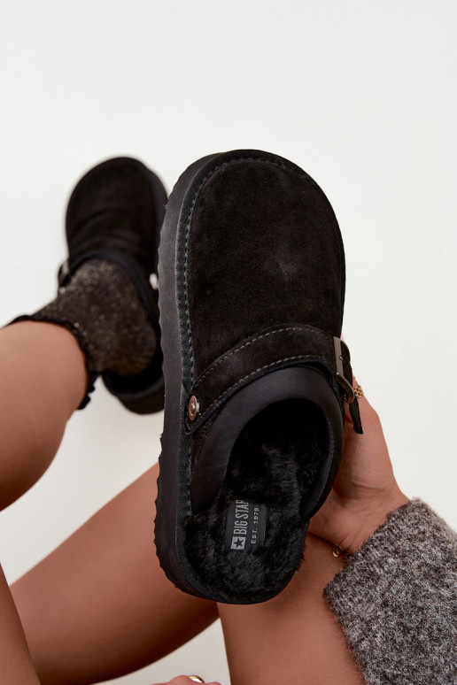 Schneestiefel aus Kunstveloursleder in Schwarz mit Plattform und Schnallen Big Star UU274698