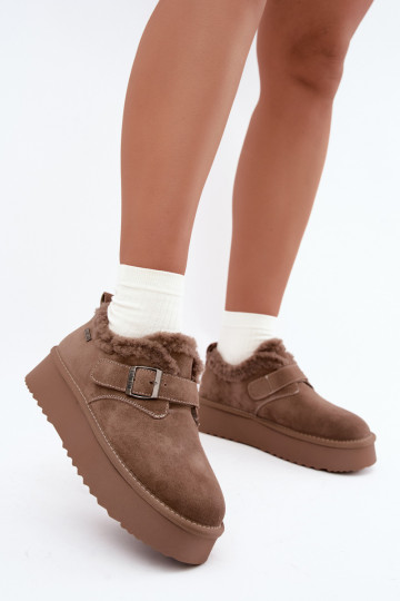 Schneestiefel aus Kunstveloursleder in Sandfarbe mit Plattform Big Star UU274318 2
