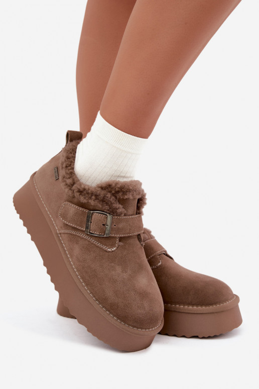 Schneestiefel aus Kunstveloursleder in Sandfarbe mit Plattform Big Star UU274318