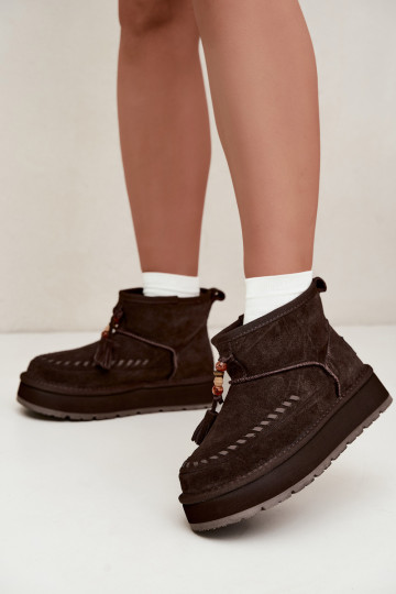 Faux-Suede Schneestiefel Big Star UU274678 in Schokoladenfarbe 2