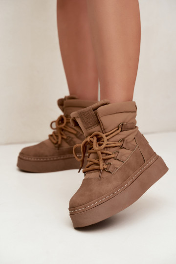 Schnürstiefel für den Winter mit Plateau Big Star UU274190 in brauner Farbe 2