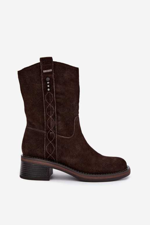 Isolierte Kunstveloursleder Stiefeletten Big Star UU274607 in Schokoladenfarbe