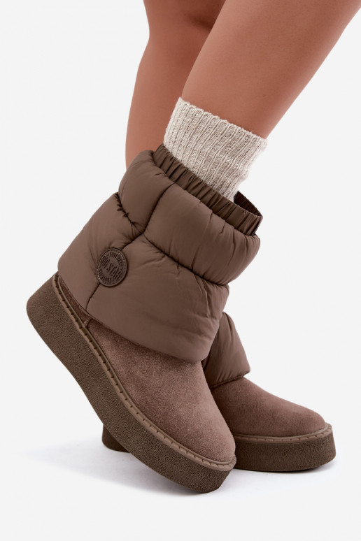 Faux-Suede Schneestiefel mit Plateau Big Star UU274732 in Sandfarbe