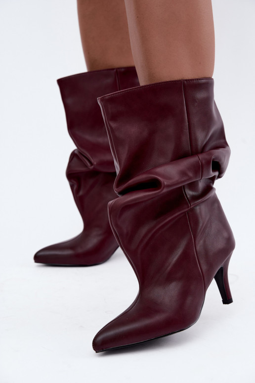 Slouchy Stiefeletten mit Absatz in bordeaux Gelra
