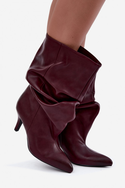 Slouchy Stiefeletten mit Absatz in bordeaux Gelra