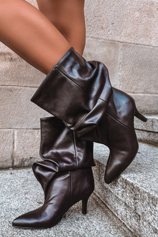 Ein überzeugendes Stilvollll Damenstiefel Typu Slouchy mit Absätzen CzekoladoZue Gelra
