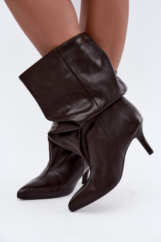Ein überzeugendes Stilvollll Damenstiefel Typu Slouchy mit Absätzen CzekoladoZue Gelra