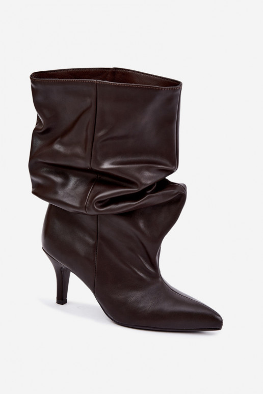 Ein überzeugendes Stilvollll Damenstiefel Typu Slouchy mit Absätzen CzekoladoZue Gelra