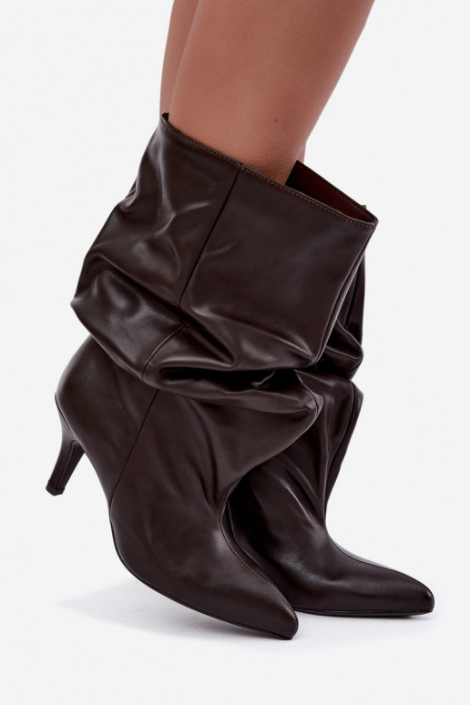 Ein überzeugendes Stilvollll Damenstiefel Typu Slouchy mit Absätzen CzekoladoZue Gelra