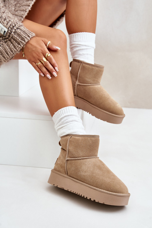 Faux-Suede Schneestiefel auf Plattform in sandfarbener Ausführung Rianaella
