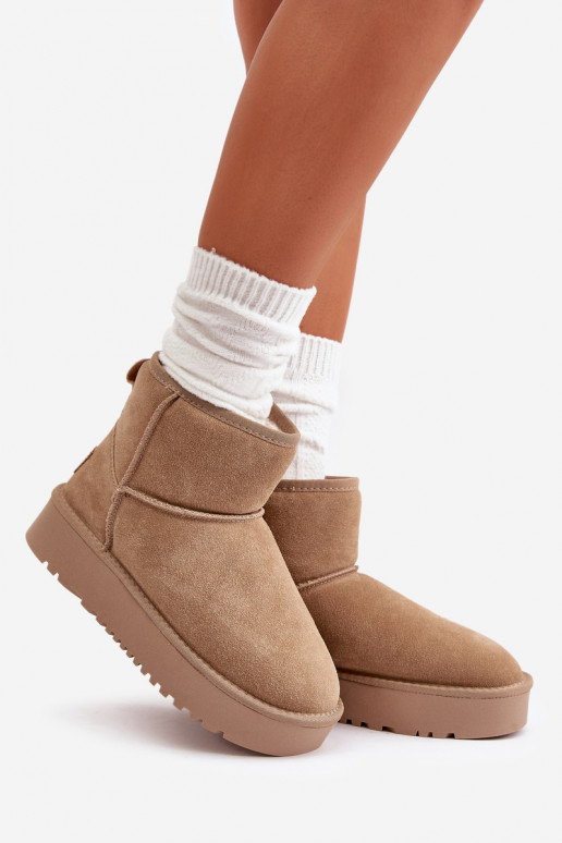 Faux-Suede Schneestiefel auf Plattform in sandfarbener Ausführung Rianaella