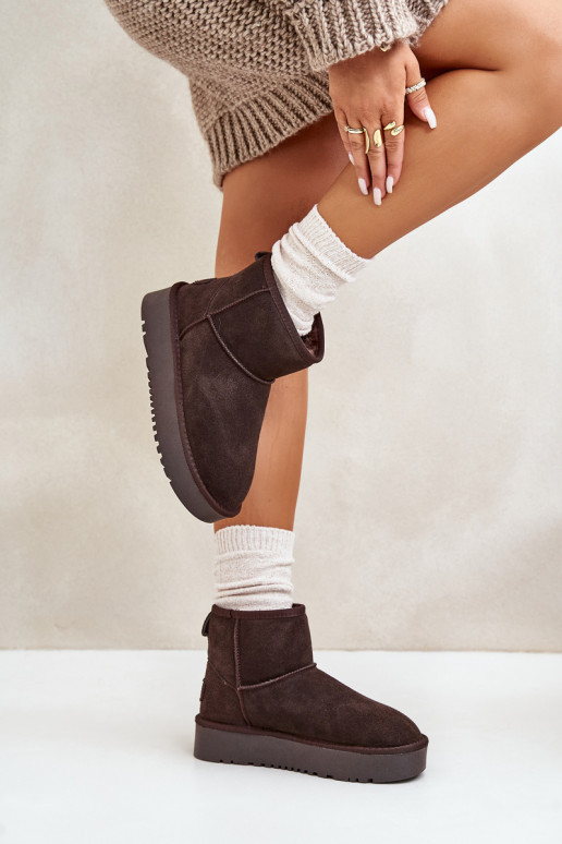 Faux-Suede Schneestiefel auf Plattform in brauner Ausführung Rianaella