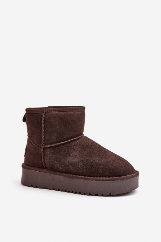 Faux-Suede Schneestiefel auf Plattform in brauner Ausführung Rianaella
