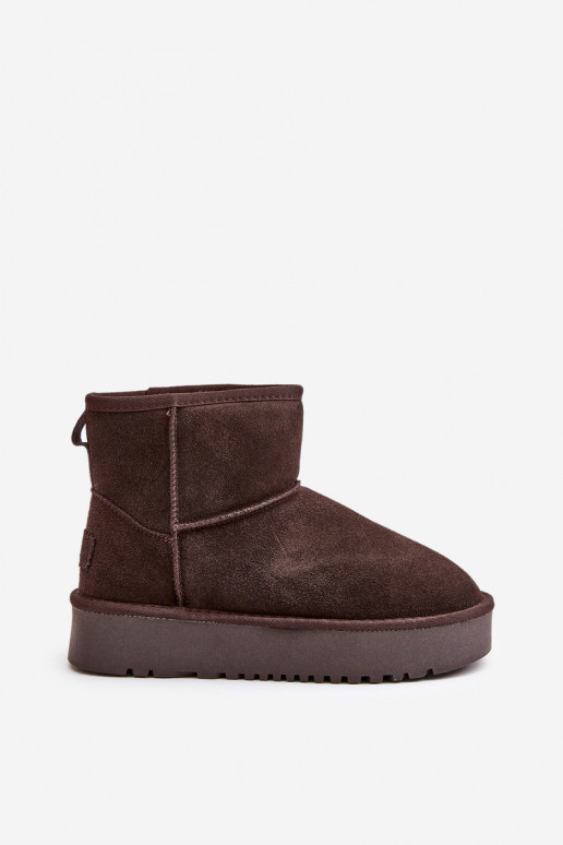 Faux-Suede Schneestiefel auf Plattform in brauner Ausführung Rianaella