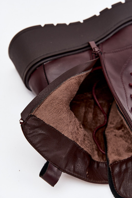 Damen Leder Stiefeletten mit Ornamenten gefüttert in burgunder Ulrika