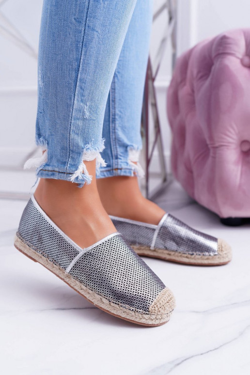 Lu Boo silberne Spitzen-ESPADRILLES Kimchi
