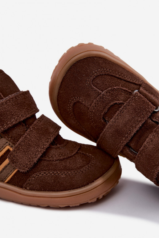 Kinder-Schuhe aus Kunstveloursleder Barefoot FRODDO G3110285-3 braun