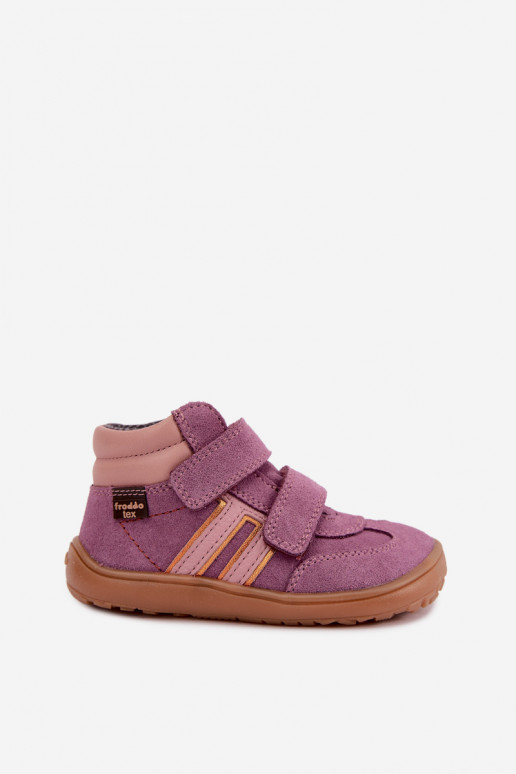 Kinder-Schuhe aus Kunstveloursleder Barefoot FRODDO G3110285-12 lila