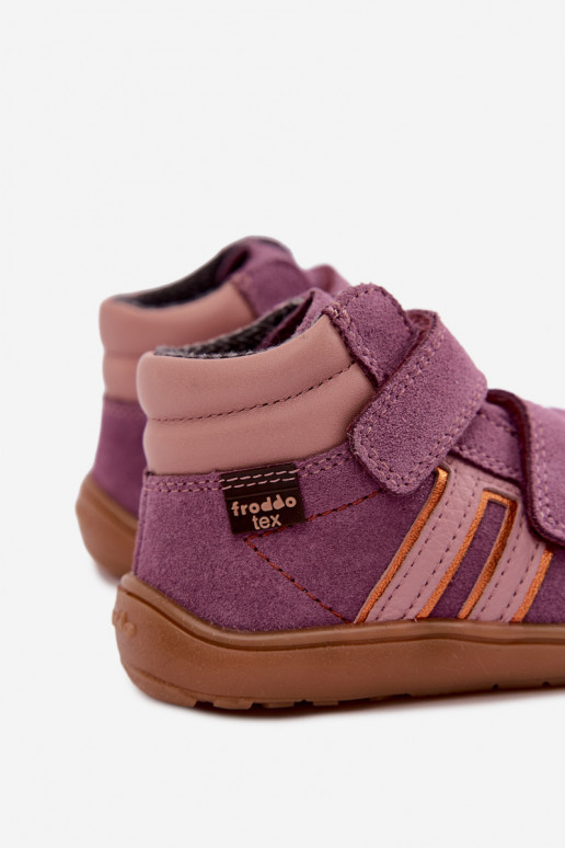 Kinder-Schuhe aus Kunstveloursleder Barefoot FRODDO G3110285-12 lila