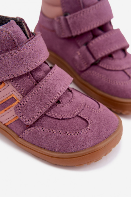 Kinder-Schuhe aus Kunstveloursleder Barefoot FRODDO G3110285-12 lila