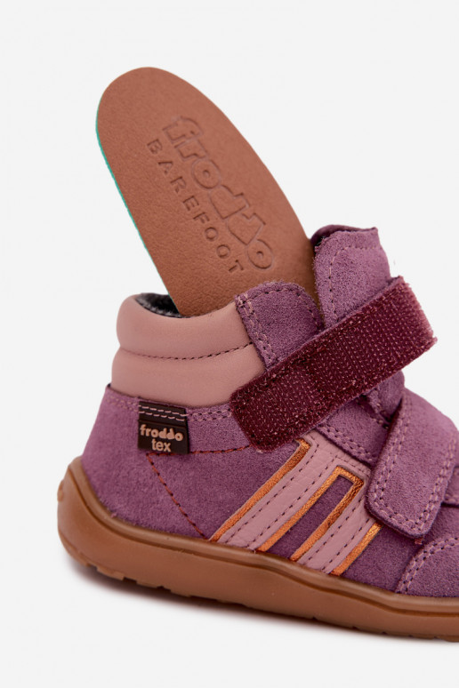 Kinder-Schuhe aus Kunstveloursleder Barefoot FRODDO G3110285-12 lila