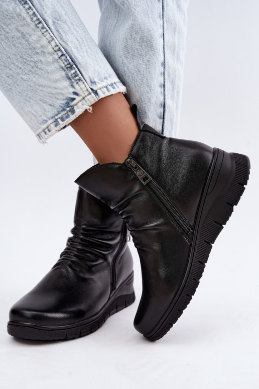 Wärmende Stiefeletten mit Plateau und Rüschen Vinceza 133117 schwarz