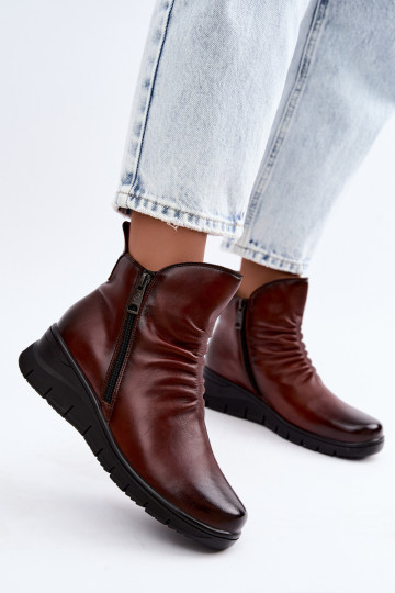 Wärmende Stiefeletten mit Plateau und Rüschen Vinceza 133117 braun 2