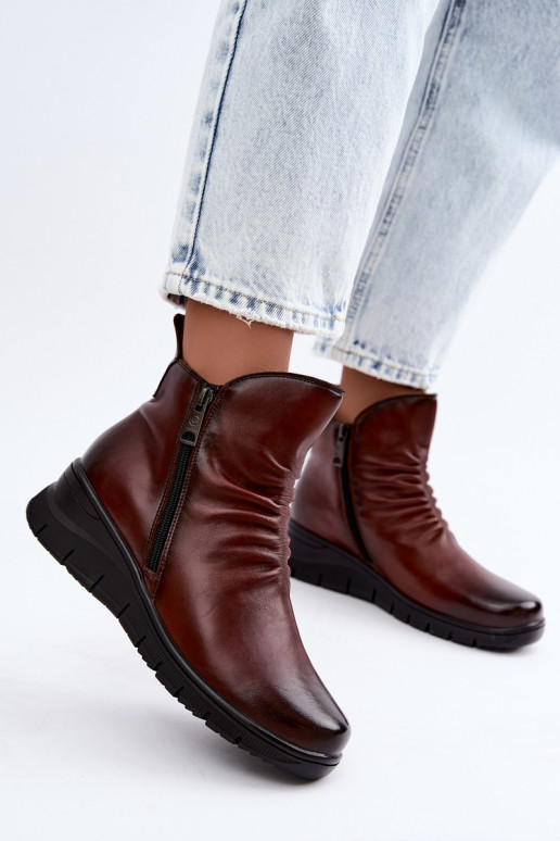 Wärmende Stiefeletten mit Plateau und Rüschen Vinceza 133117 braun