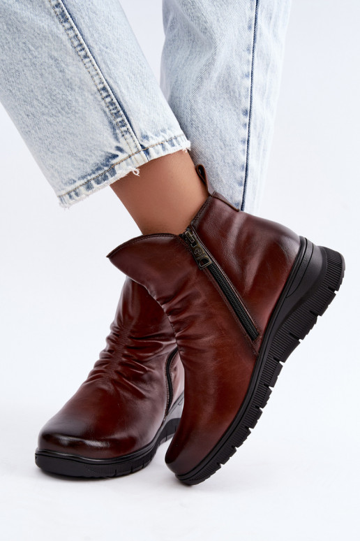 Wärmende Stiefeletten mit Plateau und Rüschen Vinceza 133117 braun