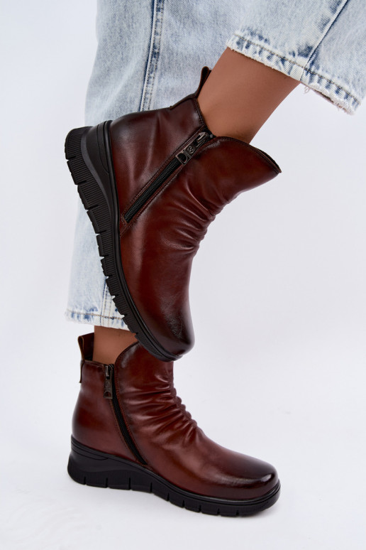 Wärmende Stiefeletten mit Plateau und Rüschen Vinceza 133117 braun