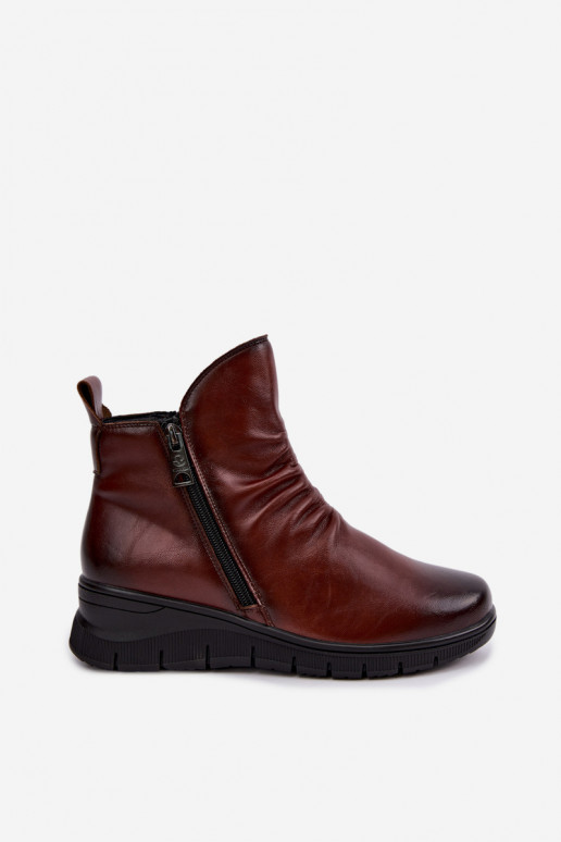 Wärmende Stiefeletten mit Plateau und Rüschen Vinceza 133117 braun