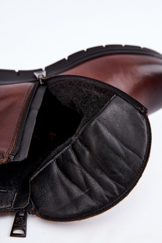 Wärmende Stiefeletten mit Plateau und Rüschen Vinceza 133117 braun