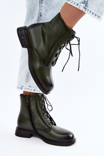 Wärmende Stiefeletten aus Leder Vinceza 133113 khaki
