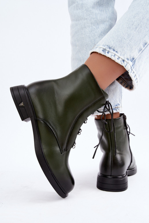 Wärmende Stiefeletten aus Leder Vinceza 133113 khaki