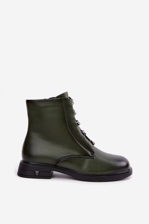 Wärmende Stiefeletten aus Leder Vinceza 133113 khaki