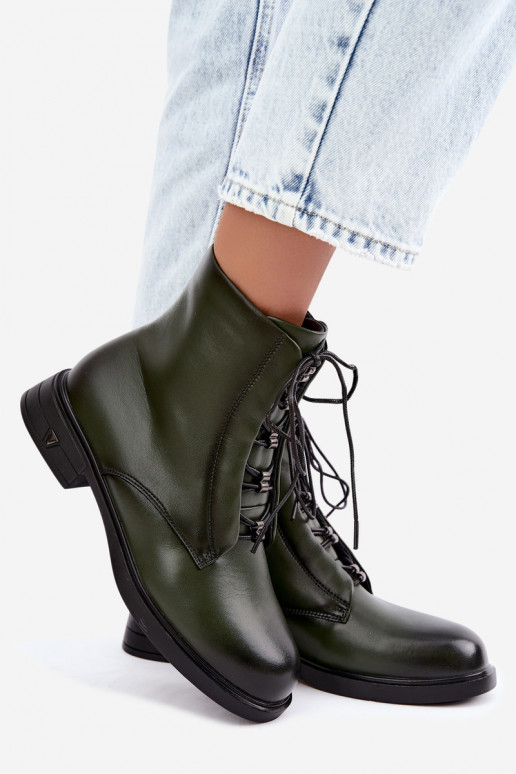 Wärmende Stiefeletten aus Leder Vinceza 133113 khaki