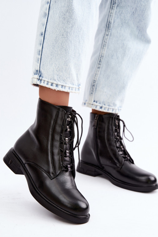 Wärmende Stiefeletten aus Leder Vinceza 133113 schwarz