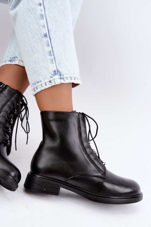 Wärmende Stiefeletten aus Leder Vinceza 133113 schwarz