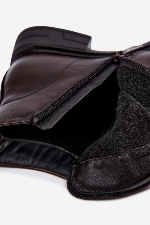 Wärmende Damenstiefeletten mit niedrigem Absatz Vinceza 39953 schokoladenfarben