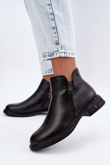 Wärmende Damenstiefeletten aus Leder Vinceza 133112 schwarz