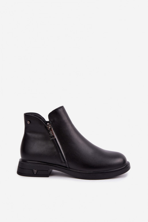 Wärmende Damenstiefeletten aus Leder Vinceza 133112 schwarz